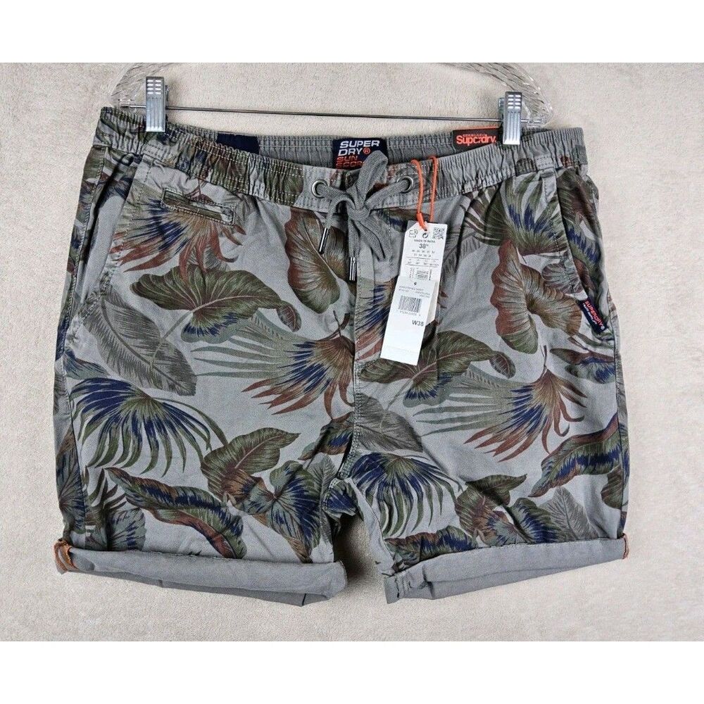 Superdry Men's Sunscorched Grey Floral Drawstring Shorts Size 38